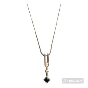 Lia Sophia Black and Cubic Zirconia Silver Necklace